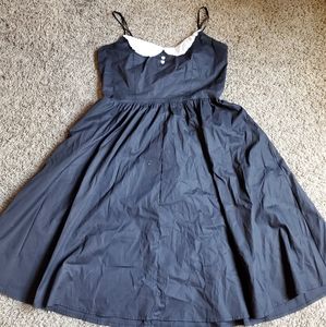 Black dress, white collar with spaghetti straps